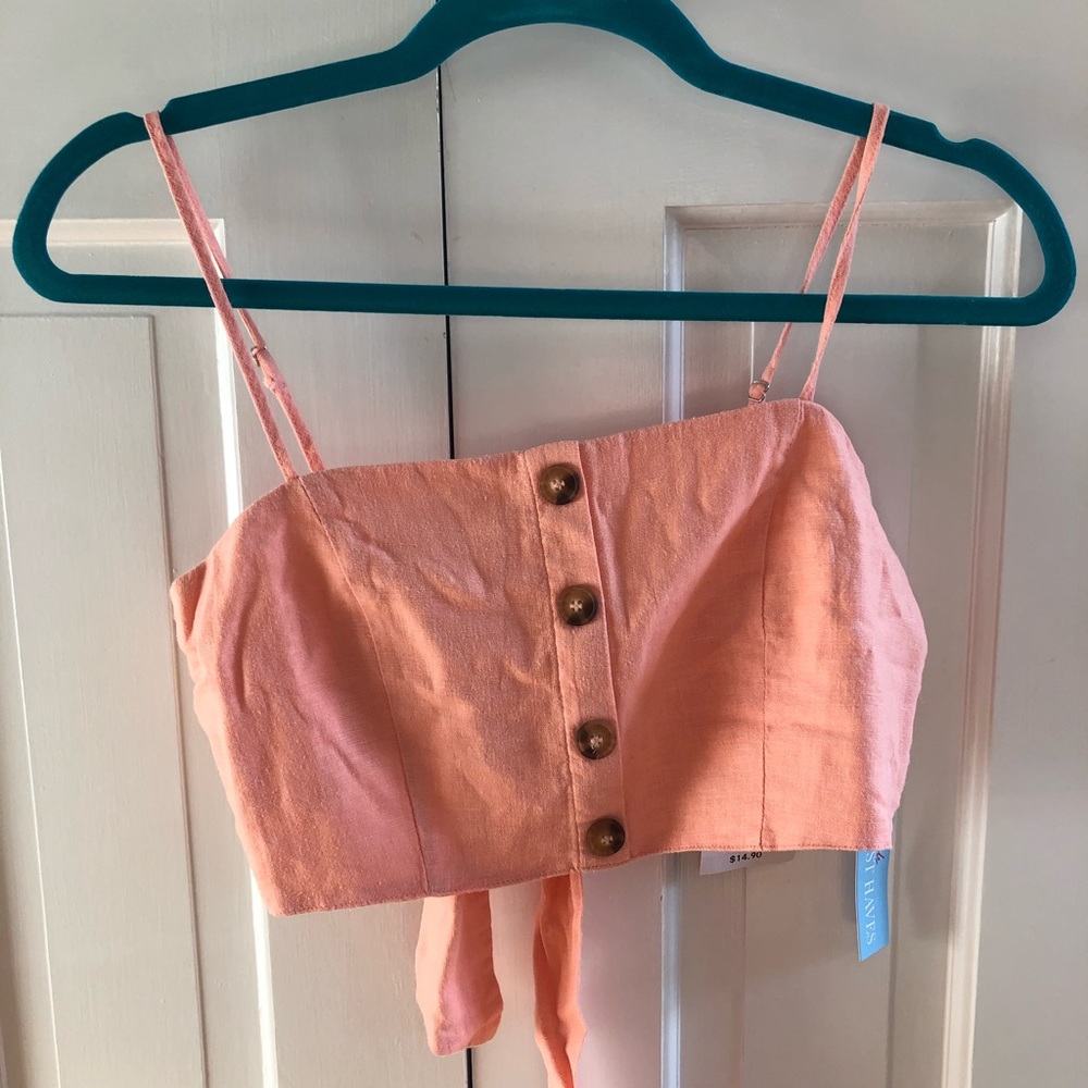 Forever 21 Peach Cropped Cami with a tie back